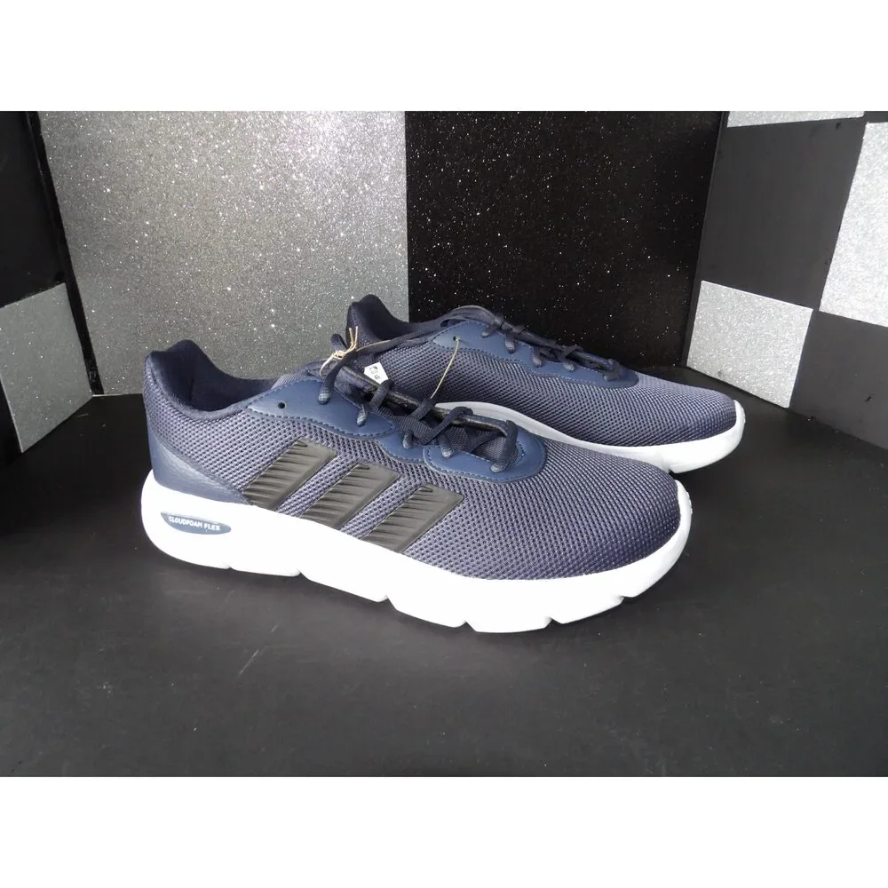 Adidas Cloudfoam Flex Running Shoes - Navy/White (Size US Men's 10)